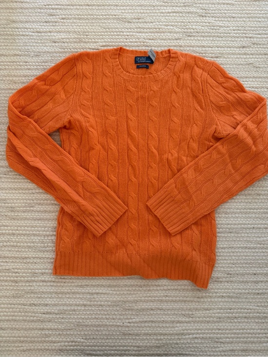 Ralph Lauren Sweaters - Polo by Ralph Lauren Orange Cable-Knit Crewneck Cashmere Sweater